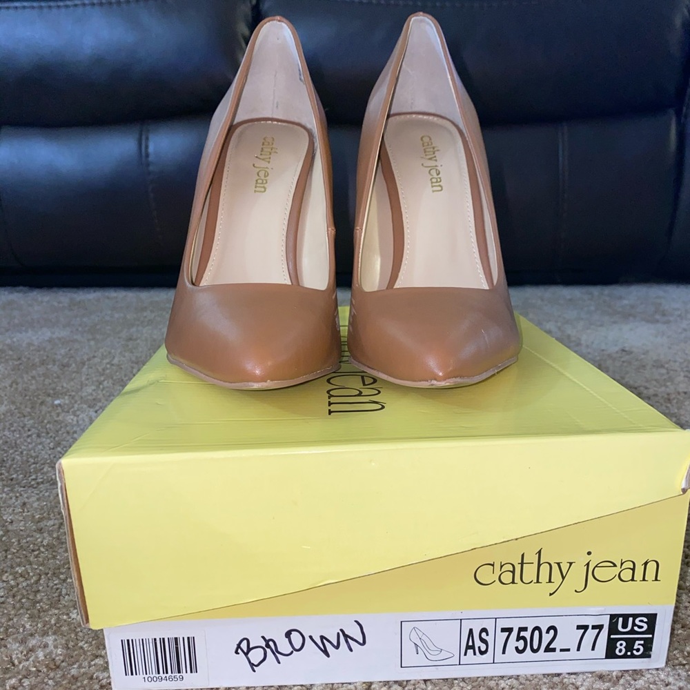 Brown leather heels
